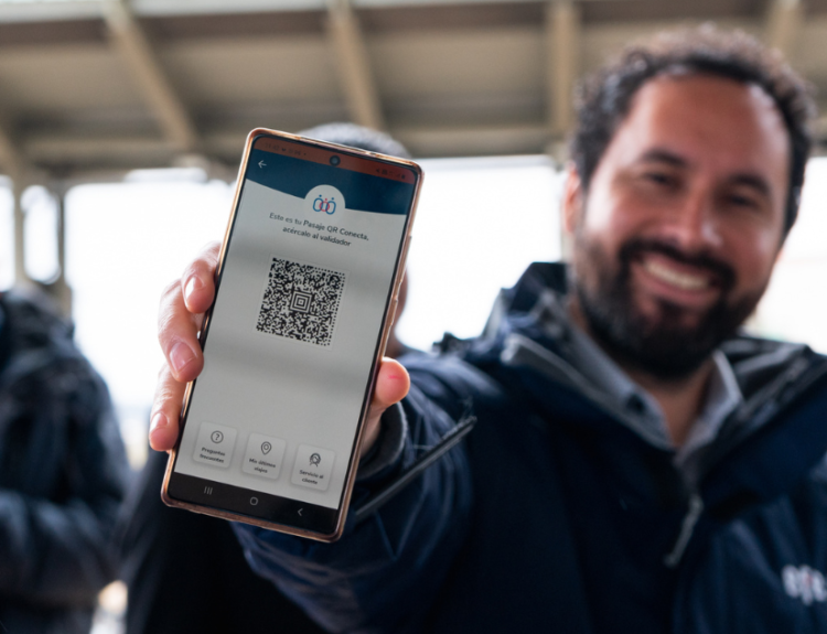 Imagen de pago con código QR en Biotren.